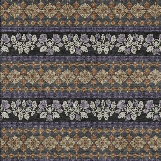 Plum And Copper Striped Washable Indoor Outdoor Area Rug Photo 2