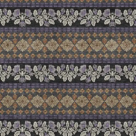 Plum And Copper Striped Washable Indoor Outdoor Area Rug Photo 2