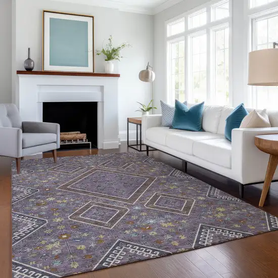 Plum And Eggplant Medallion Washable Indoor Outdoor Area Rug Photo 6