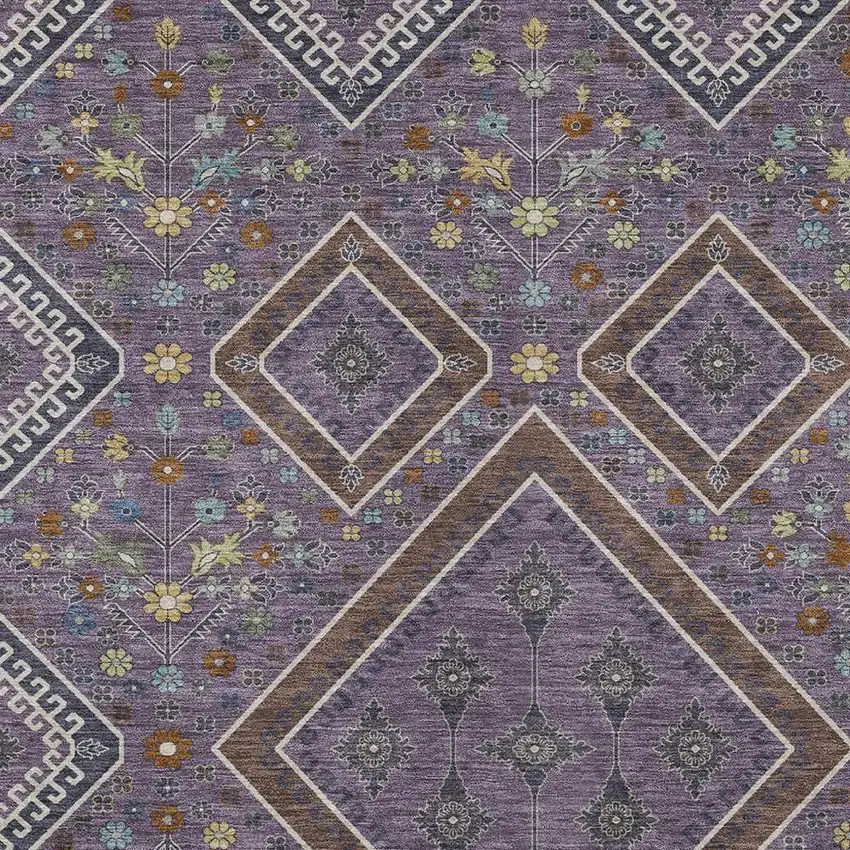 Plum And Eggplant Medallion Washable Indoor Outdoor Area Rug Photo 2
