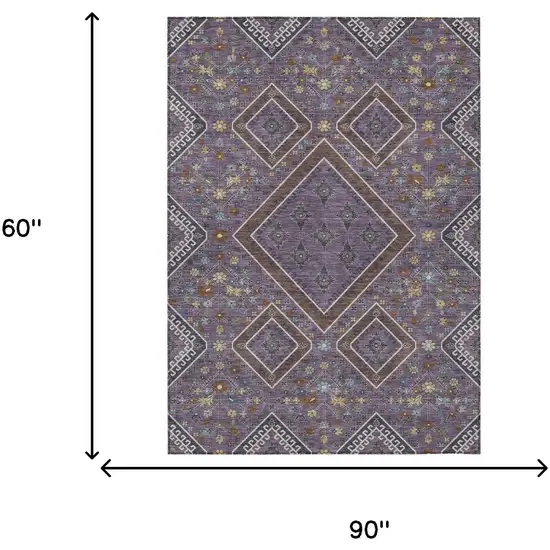 Plum And Eggplant Medallion Washable Indoor Outdoor Area Rug Photo 9