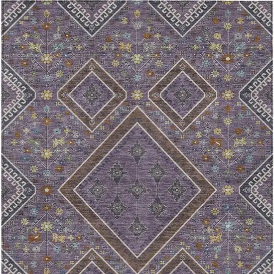 Plum And Eggplant Medallion Washable Indoor Outdoor Area Rug Photo 3