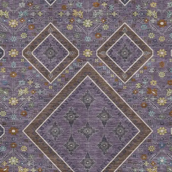 Plum And Eggplant Medallion Washable Indoor Outdoor Area Rug Photo 2