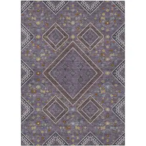 Photo of Plum And Eggplant Medallion Washable Indoor Outdoor Area Rug