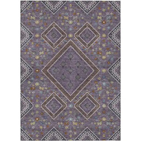 Plum And Eggplant Medallion Washable Indoor Outdoor Area Rug Photo 1