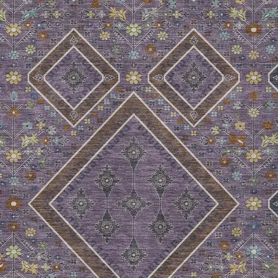 Plum And Eggplant Medallion Washable Indoor Outdoor Area Rug Photo 2