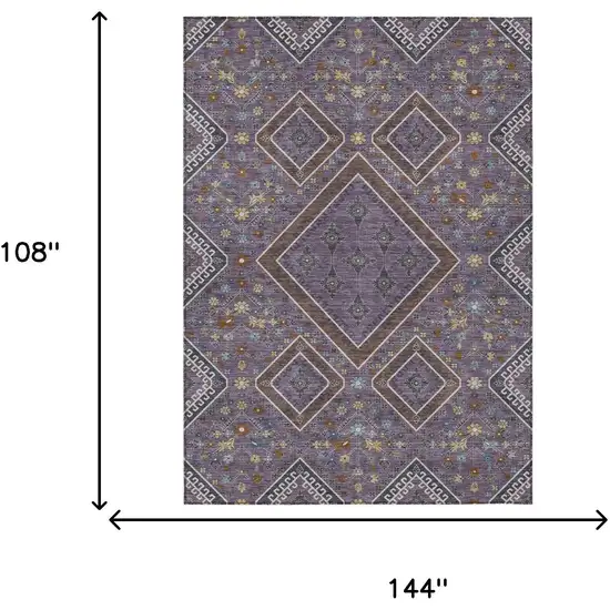 Plum And Eggplant Medallion Washable Indoor Outdoor Area Rug Photo 9