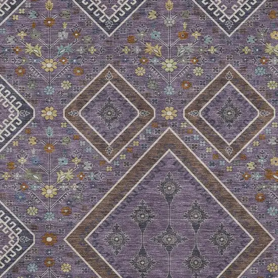 Plum And Eggplant Medallion Washable Indoor Outdoor Area Rug Photo 2