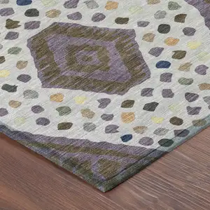 Photo of Plum And Eggplant Tribal Washable Indoor Outdoor Area Rug