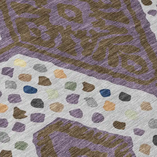 Plum And Eggplant Tribal Washable Indoor Outdoor Area Rug Photo 1
