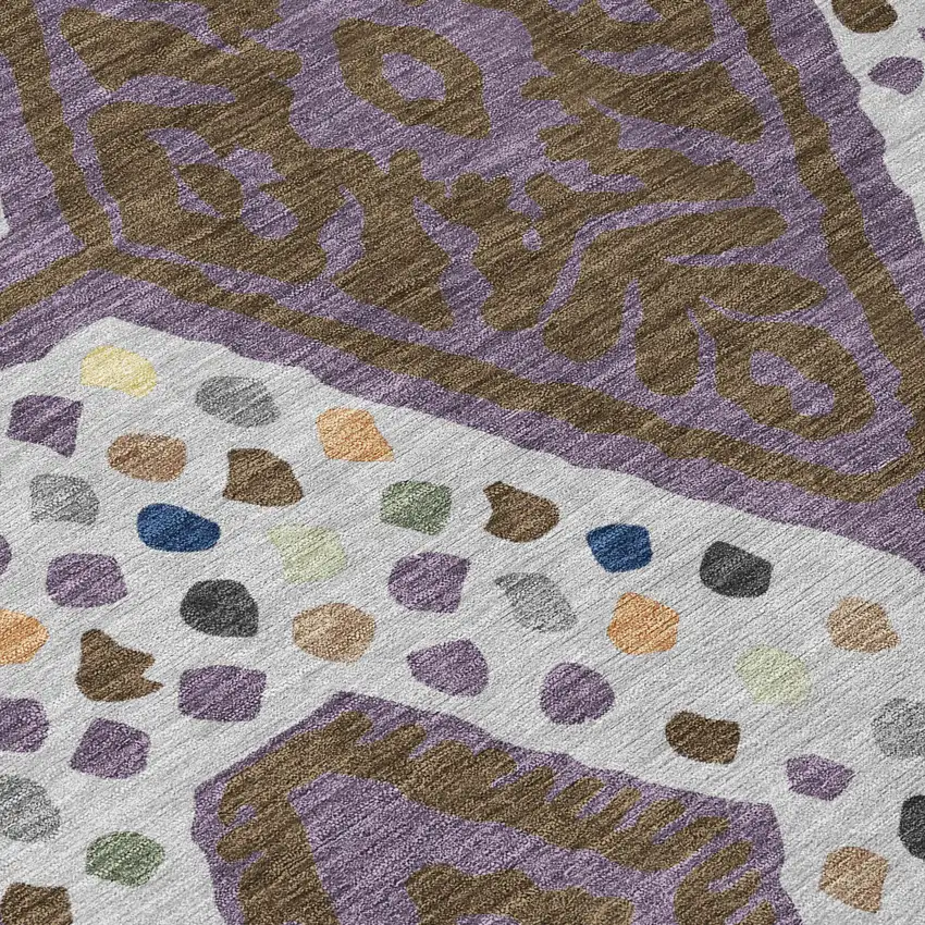 Plum And Eggplant Tribal Washable Indoor Outdoor Area Rug Photo 1