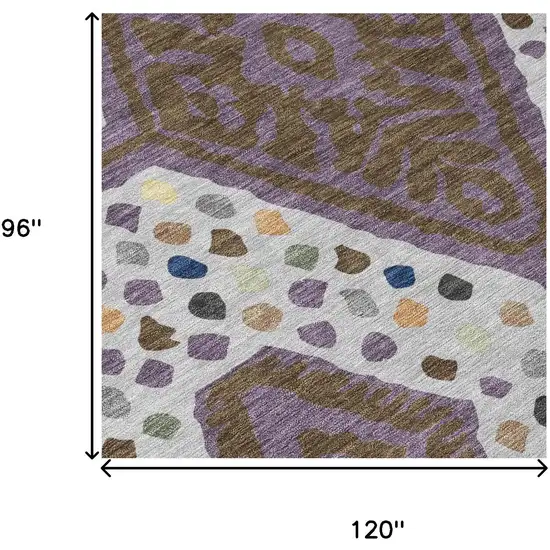 Plum And Eggplant Tribal Washable Indoor Outdoor Area Rug Photo 8