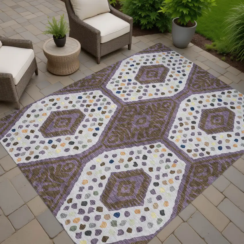 Plum And Eggplant Tribal Washable Indoor Outdoor Area Rug Photo 6