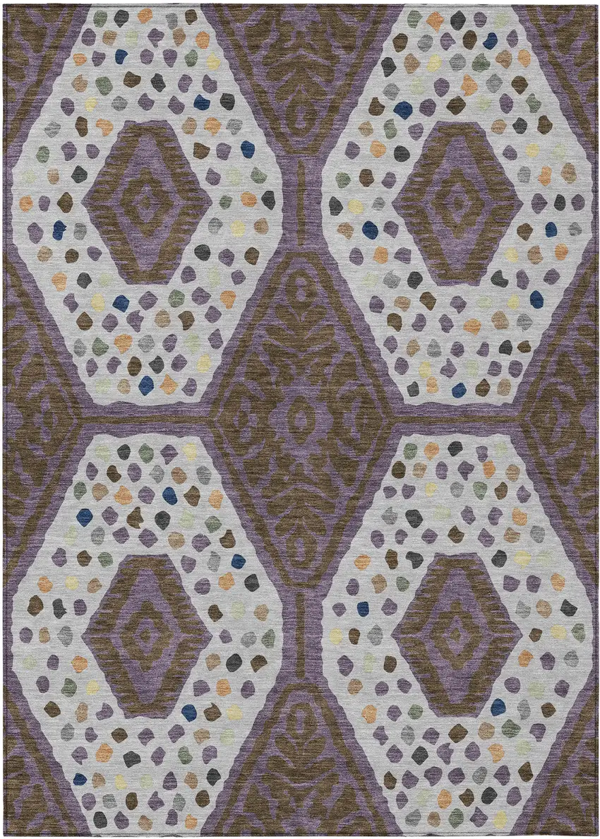 Plum And Eggplant Tribal Washable Indoor Outdoor Area Rug Photo 7