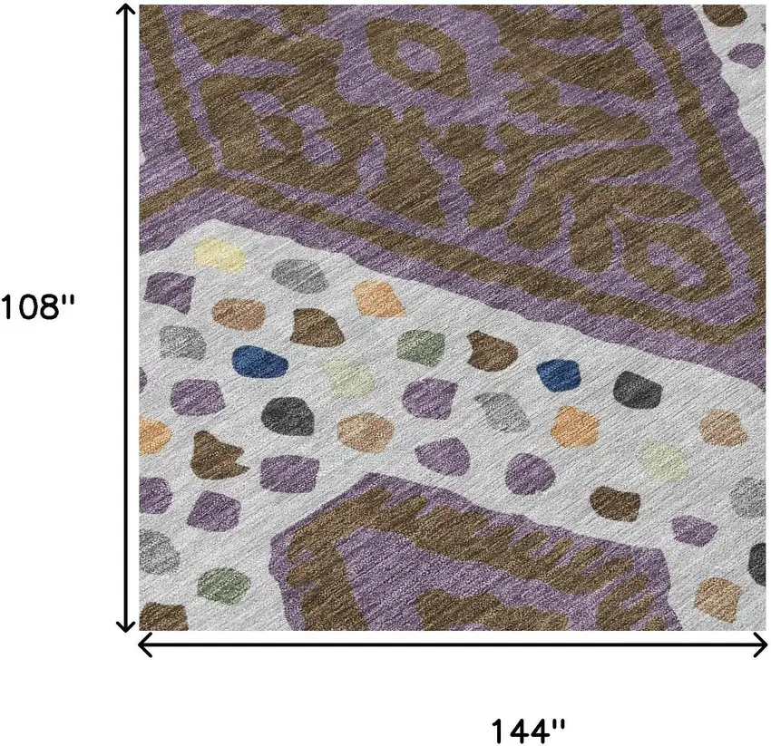 Plum And Eggplant Tribal Washable Indoor Outdoor Area Rug Photo 8