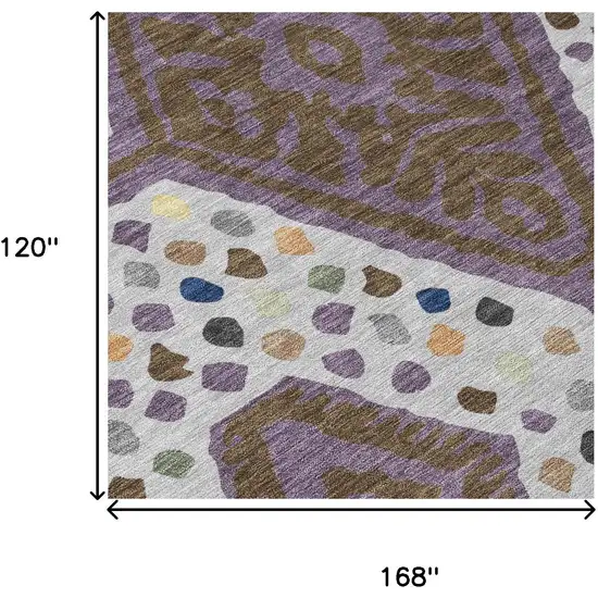 Plum And Eggplant Tribal Washable Indoor Outdoor Area Rug Photo 8