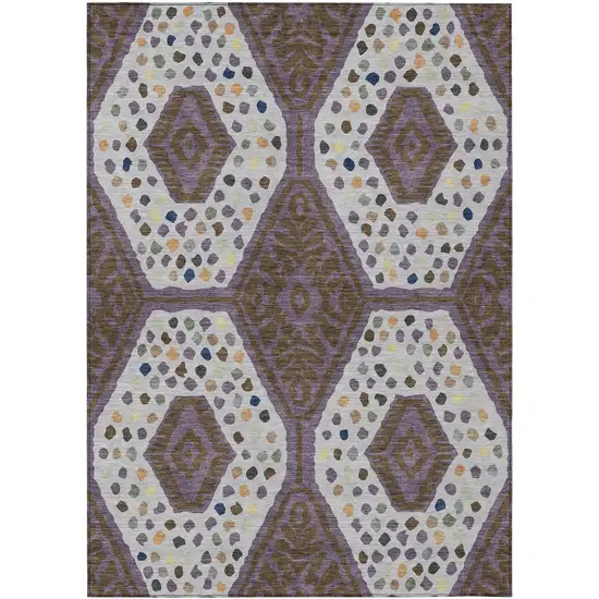 Plum And Eggplant Tribal Washable Indoor Outdoor Area Rug Photo 7