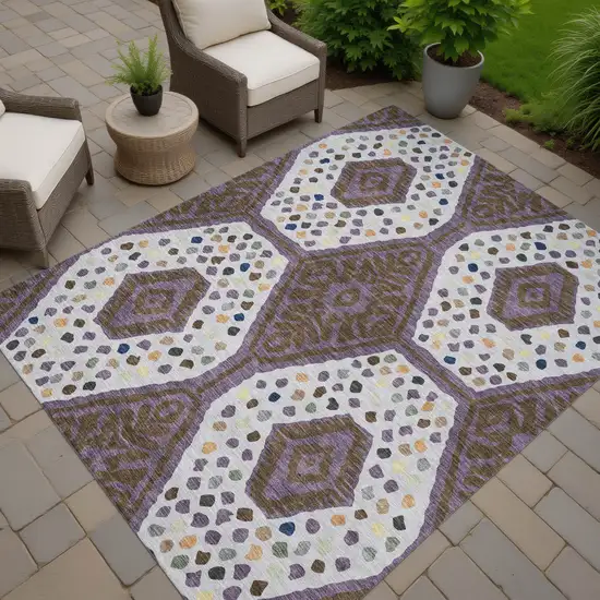 Plum And Eggplant Tribal Washable Indoor Outdoor Area Rug Photo 6
