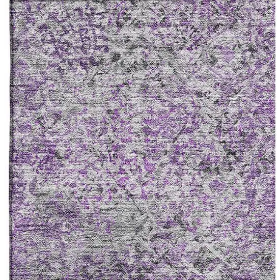 Plum And Gray Abstract Washable Area Rug With UV Protection Photo 4