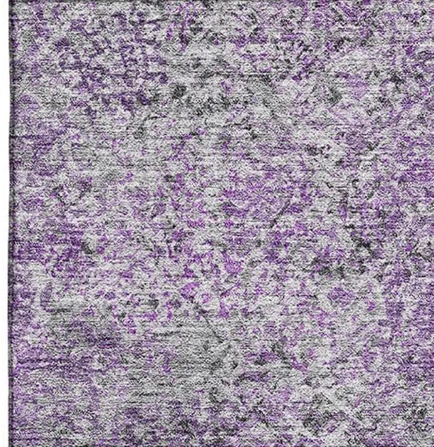 Plum And Gray Abstract Washable Area Rug With UV Protection Photo 4