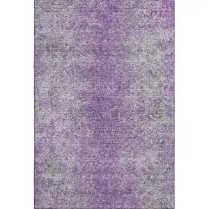 Photo of Plum And Gray Abstract Washable Area Rug With UV Protection