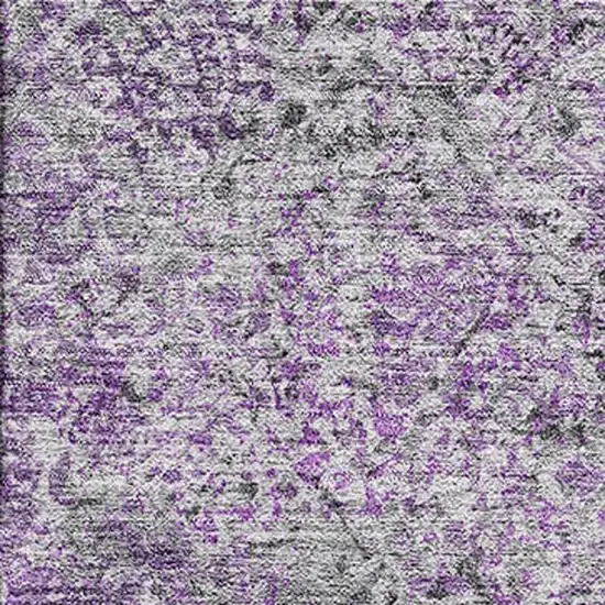Plum And Gray Abstract Washable Area Rug With UV Protection Photo 3
