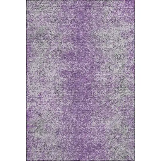 Plum And Gray Abstract Washable Area Rug With UV Protection Photo 1