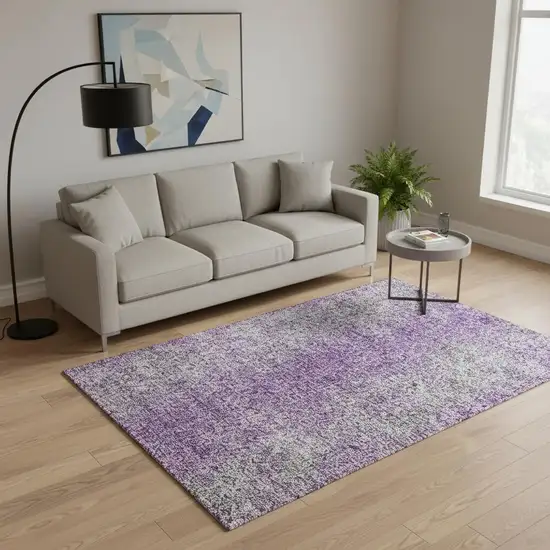 Plum And Gray Abstract Washable Area Rug With UV Protection Photo 2