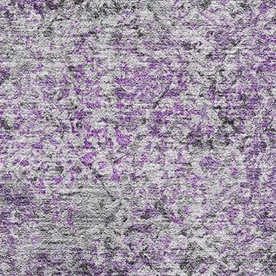 Plum And Gray Abstract Washable Area Rug With UV Protection Photo 3