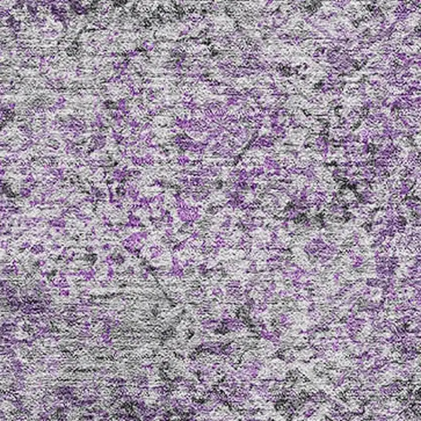 Plum And Gray Abstract Washable Area Rug With UV Protection Photo 3