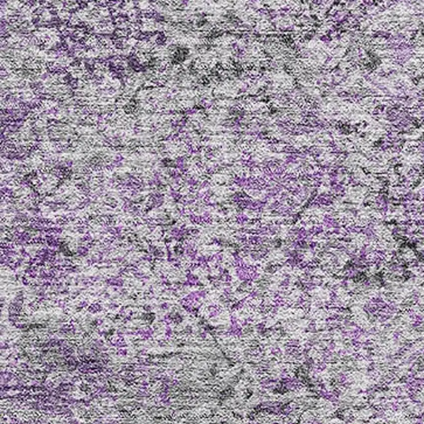 Plum And Gray Abstract Washable Area Rug With UV Protection Photo 3