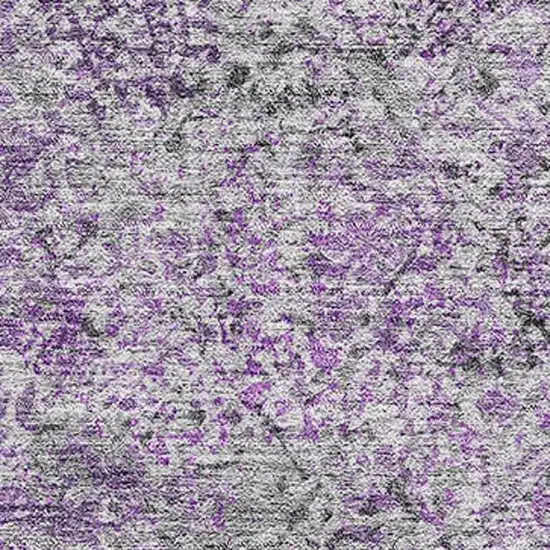 Plum And Gray Abstract Washable Area Rug With UV Protection Photo 3