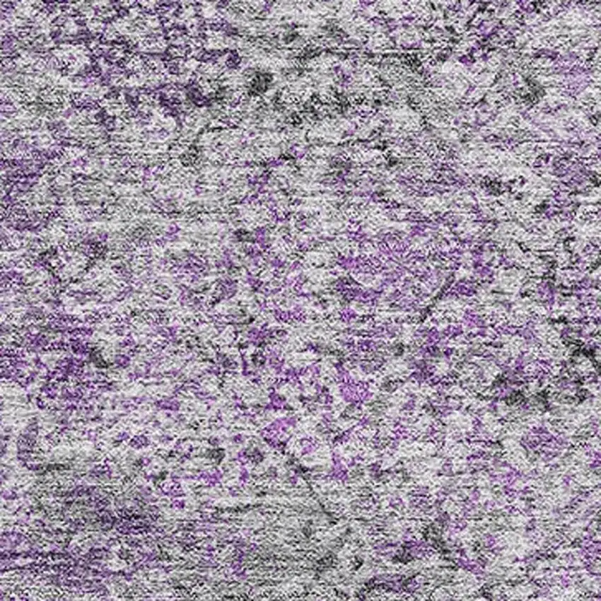 Plum And Gray Abstract Washable Area Rug With UV Protection Photo 3