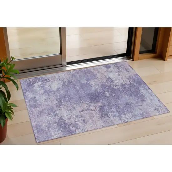 Plum And Gray Abstract Washable Indoor Outdoor Area Rug Photo 1