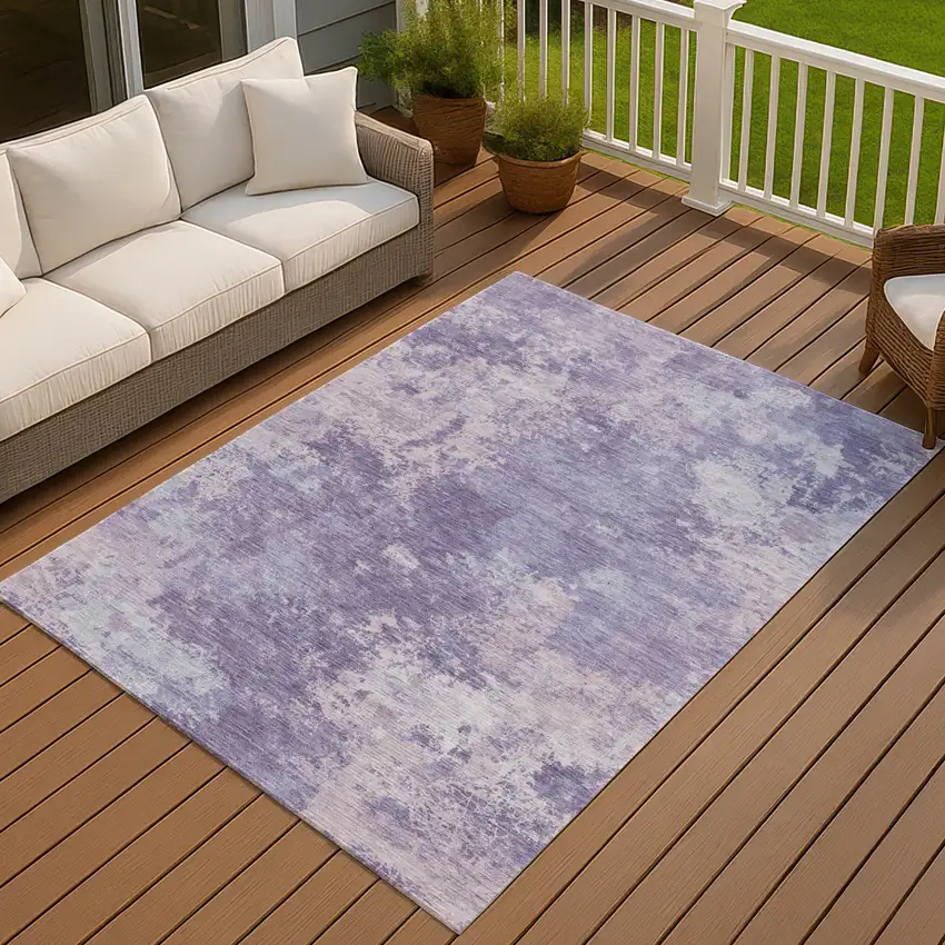 Plum And Gray Abstract Washable Indoor Outdoor Area Rug Photo 3
