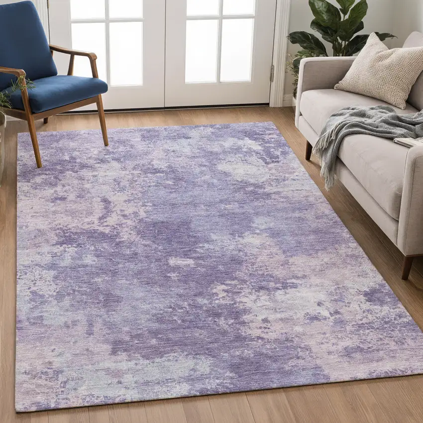 Plum And Gray Abstract Washable Indoor Outdoor Area Rug Photo 4