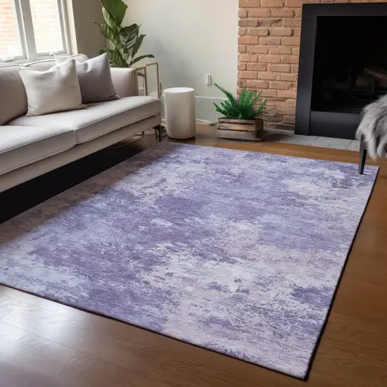 Plum And Gray Abstract Washable Indoor Outdoor Area Rug Photo 5