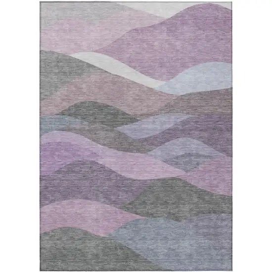 Plum And Gray Abstract Washable Indoor Outdoor Area Rug Photo 7