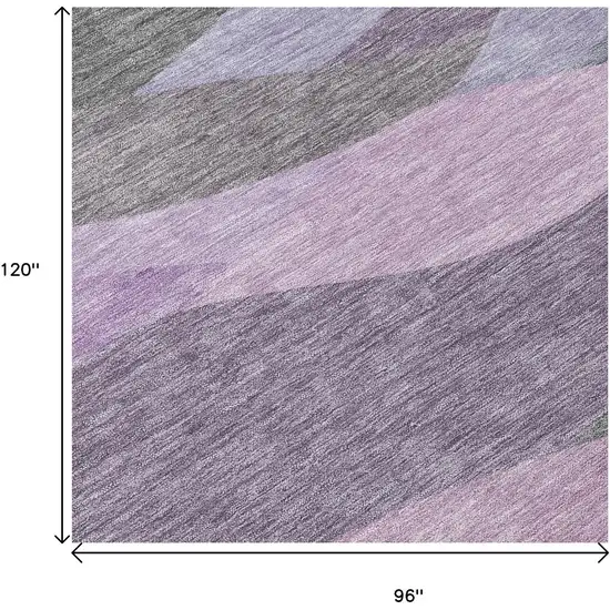 Plum And Gray Abstract Washable Indoor Outdoor Area Rug Photo 5