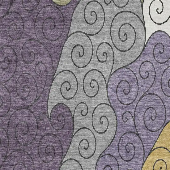 Plum And Gray Abstract Washable Indoor Outdoor Area Rug Photo 2