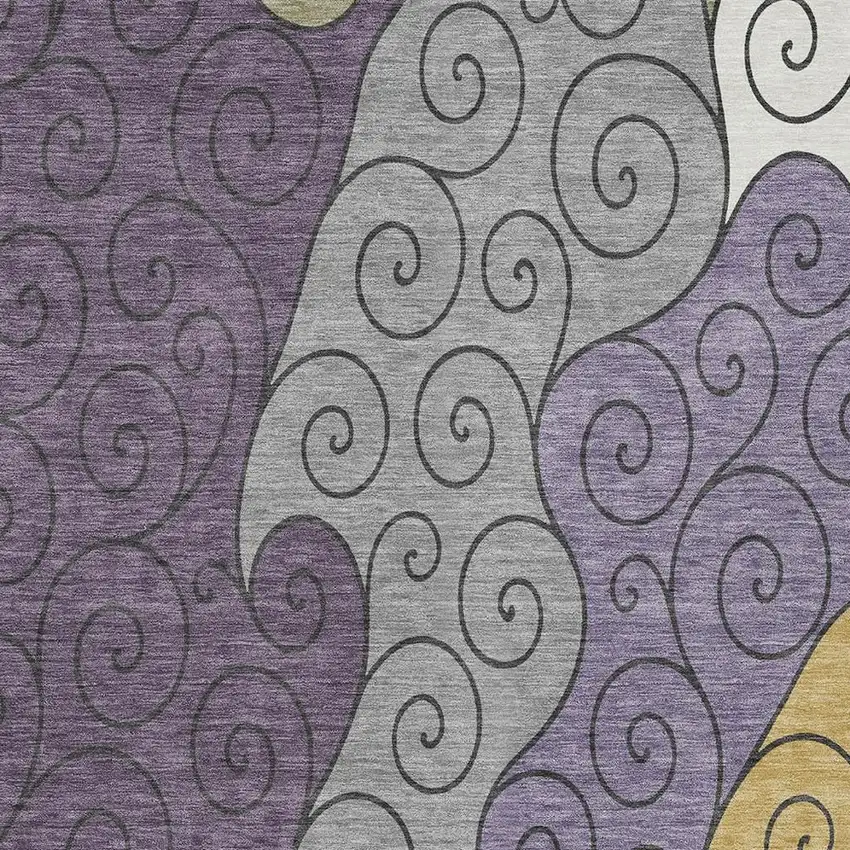 Plum And Gray Abstract Washable Indoor Outdoor Area Rug Photo 2