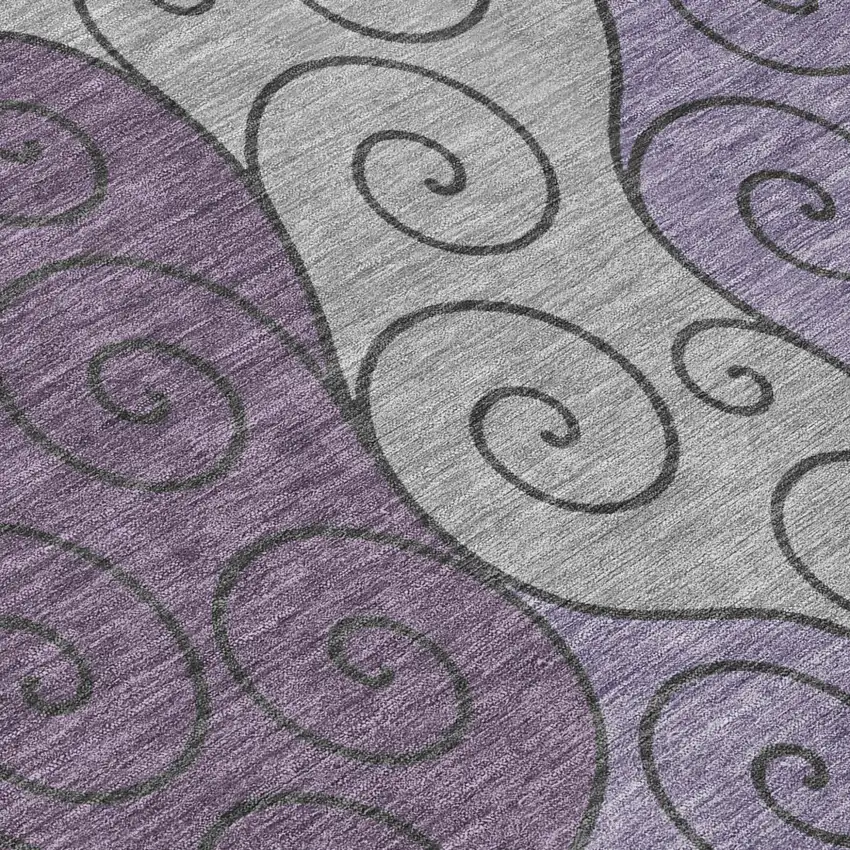 Plum And Gray Abstract Washable Indoor Outdoor Area Rug Photo 5