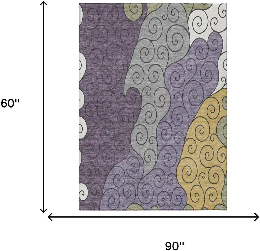 Plum And Gray Abstract Washable Indoor Outdoor Area Rug Photo 6