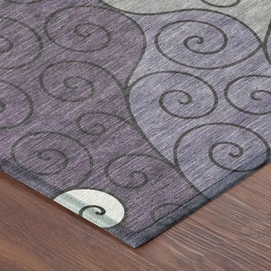 Plum And Gray Abstract Washable Indoor Outdoor Area Rug Photo 4