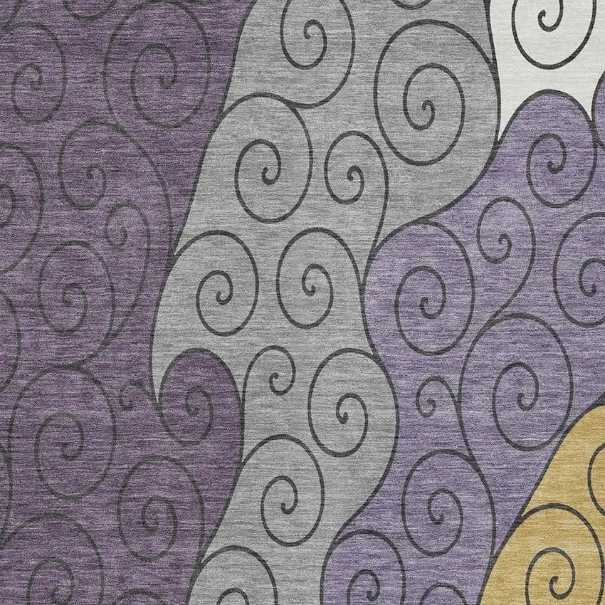 Plum And Gray Abstract Washable Indoor Outdoor Area Rug Photo 2