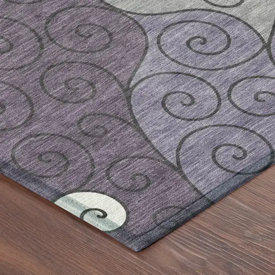 Plum And Gray Abstract Washable Indoor Outdoor Area Rug Photo 8