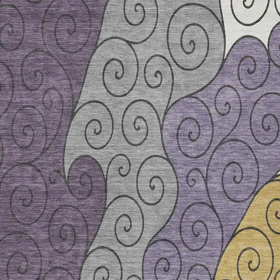 Plum And Gray Abstract Washable Indoor Outdoor Area Rug Photo 2