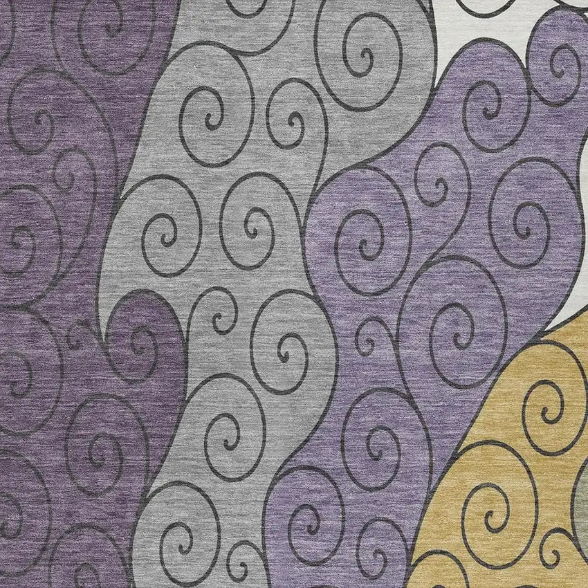 Plum And Gray Abstract Washable Indoor Outdoor Area Rug Photo 2