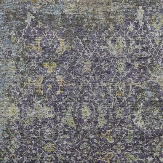 Plum And Gray Damask Washable Indoor Outdoor Area Rug Photo 3