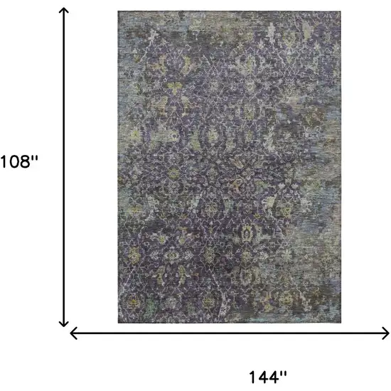 Plum And Gray Damask Washable Indoor Outdoor Area Rug Photo 3
